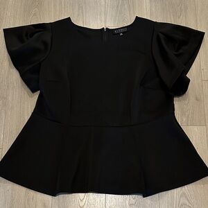 Eloquii Elegant Black Flutter Sleeve Blouse